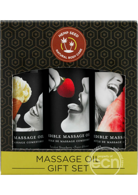 Earthly Body  Edible Massage Oil Gift Set (Three 2oz Edible Massage Oils)